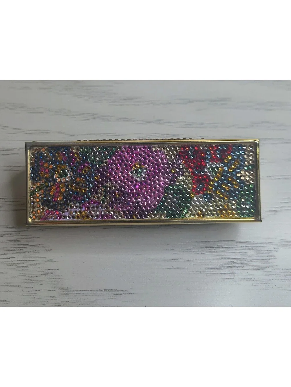 RARE Judith Leiber Swarovski Roses Floral Crystal Lipstick Case
